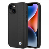 BMW iPhone 14 -suojakuori Big Logo Stripe, musta