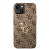 Guess iPhone 14 -suojakuori Big Metal Logo, ruskea