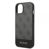 Guess iPhone 14 -suojakuori, Bottom Stripe Metal Logo, harmaa