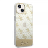 Guess iPhone 14 -suojakuori Bottom Stripe Script Logo, kulta