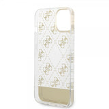 Guess iPhone 14 -suojakuori Bottom Stripe Script Logo, kulta