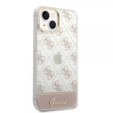 Guess iPhone 14 -suojakuori, Bottom Stripe Script Logo, vaaleanpunainen