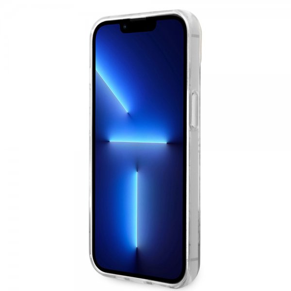 Guess iPhone 14 -suojakuori, Bottom Stripe Script Logo, vaaleanpunainen