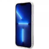 Guess iPhone 14 -suojakuori, Bottom Stripe Script Logo, vaaleanpunainen