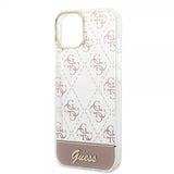 Guess iPhone 14 -suojakuori, Bottom Stripe Script Logo, vaaleanpunainen