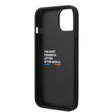 BMW iPhone 14 Suojakuori Carbon Effect Printed Logo Musta