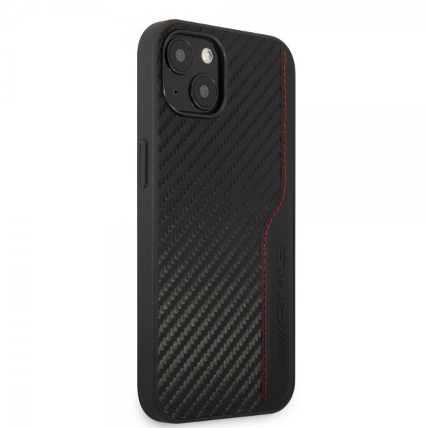 AMG iPhone 14 Kuori Hiilikuitu-efekti Leimattu Logo Musta