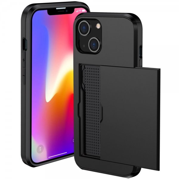 iPhone 14 Kuori Korttipidike Musta