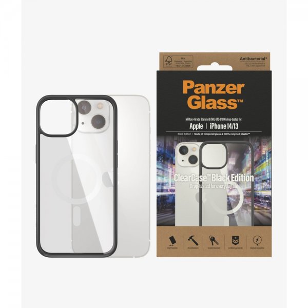 PanzerGlass iPhone 13/iPhone 14 -suojakuori ClearCase Black Edition MagSafe