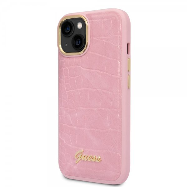 Guess iPhone 14 Suojakuori Croco Pinkki