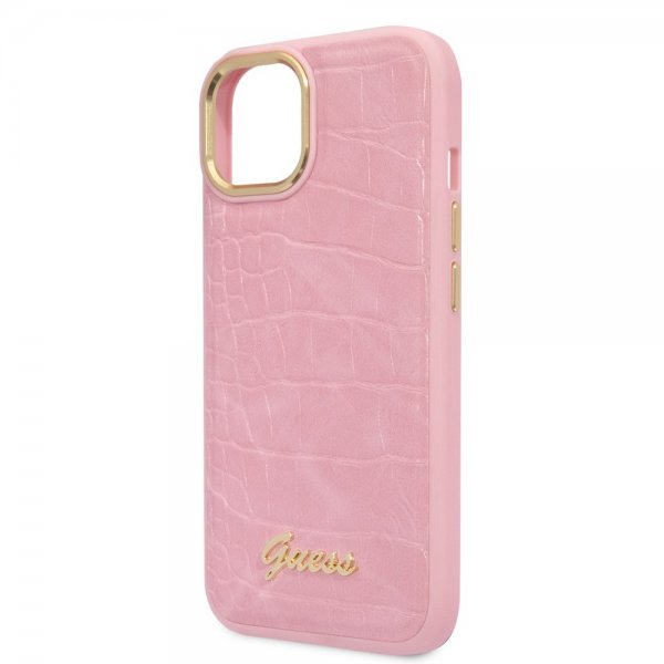 Guess iPhone 14 Suojakuori Croco Pinkki