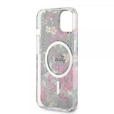 Guess iPhone 14 -suojakuori Flower MagSafe Kaki