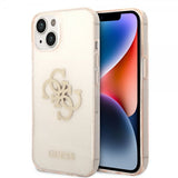 Guess iPhone 14 -suojakuori, täynnä glitteriä, kulta