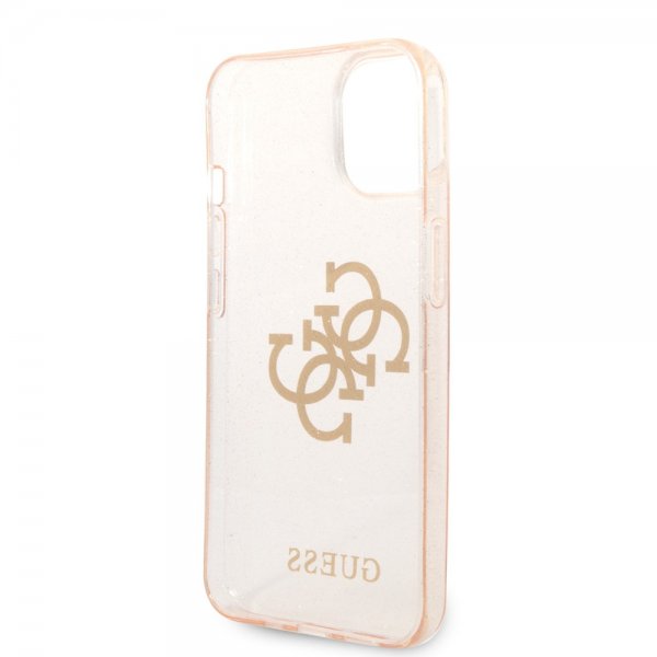Guess iPhone 14 -suojakuori, täynnä glitteriä, kulta