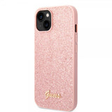Guess iPhone 14 Suojakuori Glitter Flakes Metal Logo Pinkki