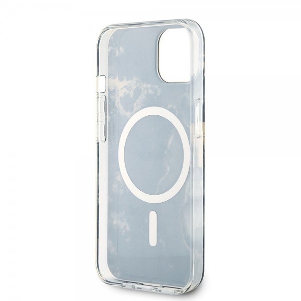 Guess iPhone 14 -suojakuori Golden Marble MagSafe, musta