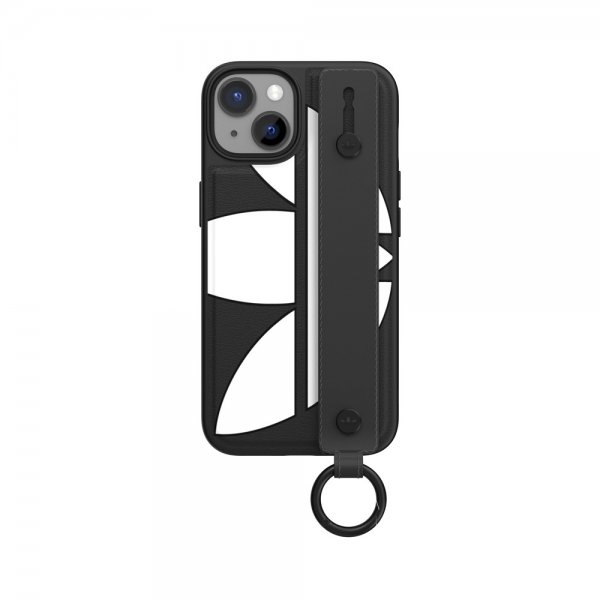 Adidas iPhone 14 -suojakuori, jossa käsihihna, musta-valkoinen