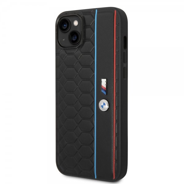 BMW iPhone 14 -suojakuori, kuusikulmainen kuvio, musta