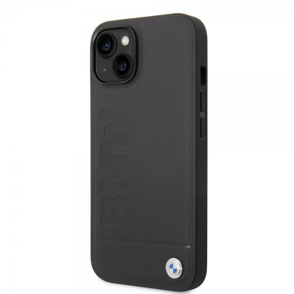 BMW iPhone 14 Kuori Hot Stamp Metal Logo Musta