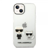 Karl Lagerfeld iPhone 14 -kuori Karl & Choupette Gradient White