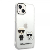 Karl Lagerfeld iPhone 14 -kuori Karl & Choupette Gradient White