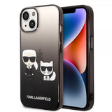 Karl Lagerfeld iPhone 14 Suojakuori Karl & Choupette Gradient Musta