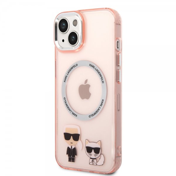 Karl Lagerfeld iPhone 14 -kuori Karl & Choupette MagSafe, pinkki