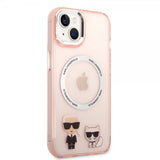 Karl Lagerfeld iPhone 14 -kuori Karl & Choupette MagSafe, pinkki