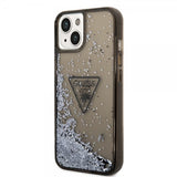 Guess iPhone 14 -suojakuori Liquid Glitter Translucent, musta