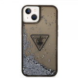 Guess iPhone 14 -suojakuori Liquid Glitter Translucent, musta