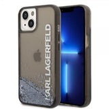 Karl Lagerfeld iPhone 14 Suojakuori Liquid Glitter Translucent Musta