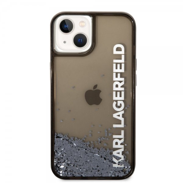 Karl Lagerfeld iPhone 14 Suojakuori Liquid Glitter Translucent Musta