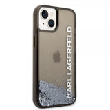 Karl Lagerfeld iPhone 14 Suojakuori Liquid Glitter Translucent Musta