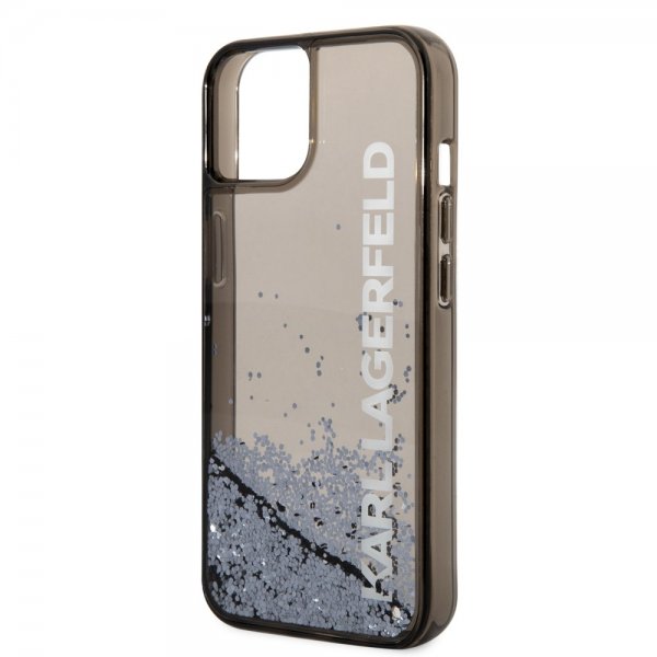 Karl Lagerfeld iPhone 14 Suojakuori Liquid Glitter Translucent Musta