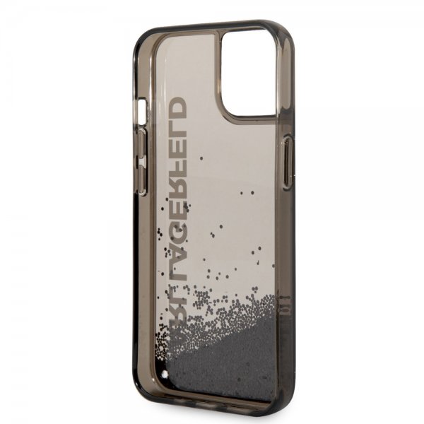 Karl Lagerfeld iPhone 14 Suojakuori Liquid Glitter Translucent Musta