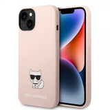 Karl Lagerfeld iPhone 14 Suojakuori Liquid Silicone Choupette Vaaleanpunainen