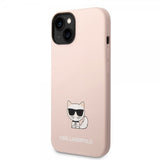 Karl Lagerfeld iPhone 14 Suojakuori Liquid Silicone Choupette Vaaleanpunainen