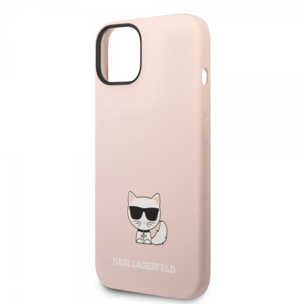 Karl Lagerfeld iPhone 14 Suojakuori Liquid Silicone Choupette Vaaleanpunainen