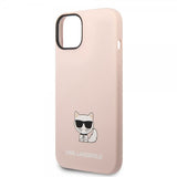 Karl Lagerfeld iPhone 14 Suojakuori Liquid Silicone Choupette Vaaleanpunainen