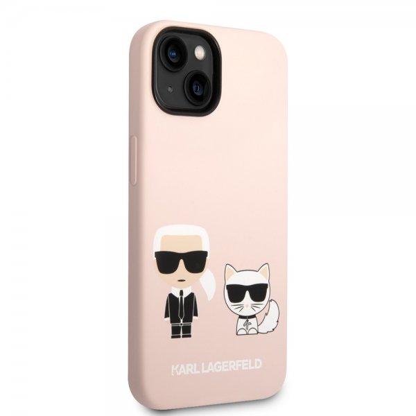 Karl Lagerfeld iPhone 14 -kuori Liquid Silicone Karl & Choupette MagSafe, pinkki