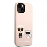 Karl Lagerfeld iPhone 14 -kuori Liquid Silicone Karl & Choupette MagSafe, pinkki