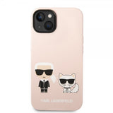 Karl Lagerfeld iPhone 14 Liquid Silicone Karl & Choupette -suojakuori, pinkki