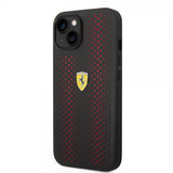 Ferrari iPhone 14 -suojakuori, rei'itetty, punainen, logolla