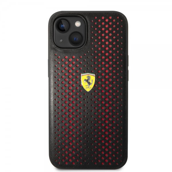 Ferrari iPhone 14 -suojakuori, rei'itetty, punainen, logolla