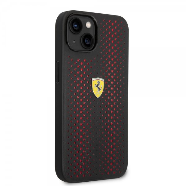 Ferrari iPhone 14 -suojakuori, rei'itetty, punainen, logolla