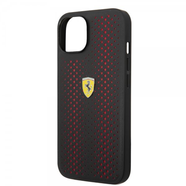 Ferrari iPhone 14 -suojakuori, rei'itetty, punainen, logolla