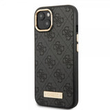 Guess iPhone 14 -suojakuori, metallinen logolevy, MagSafe, musta