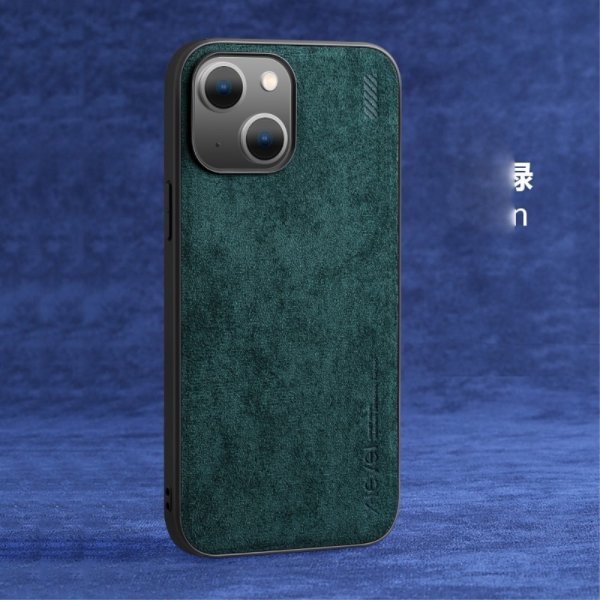 X-Level iPhone 14 -suojakuori, mokkanahkarakenne, vihreä