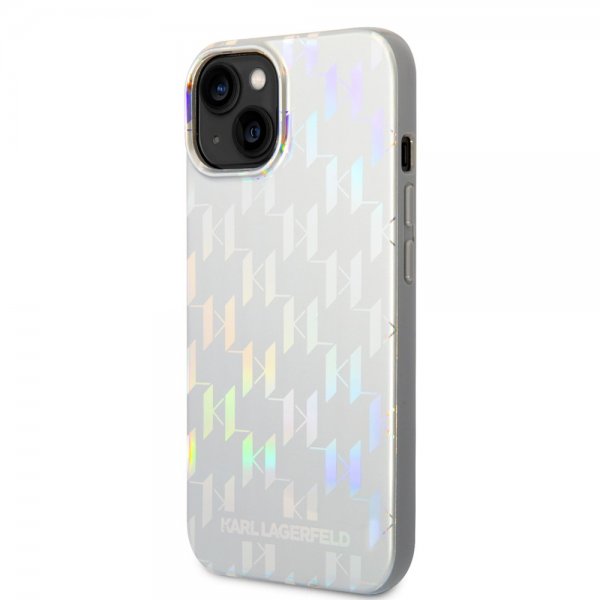 Karl Lagerfeld iPhone 14 -suojakuori Monogram Iridescent Silver