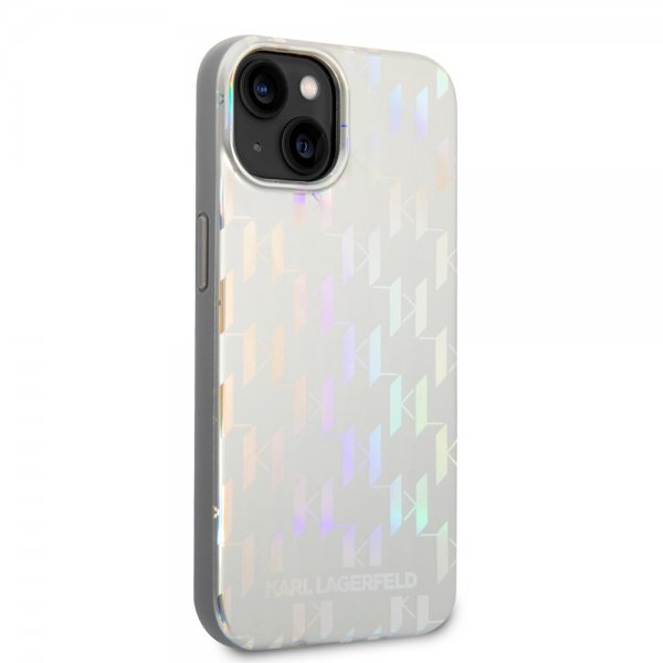 Karl Lagerfeld iPhone 14 -suojakuori Monogram Iridescent Silver